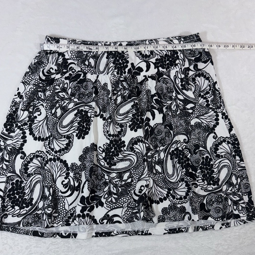 Title Nine Paisley Skirt Pull On Black White Women's L Cotton Blend Pockets - Picture 5 of 6